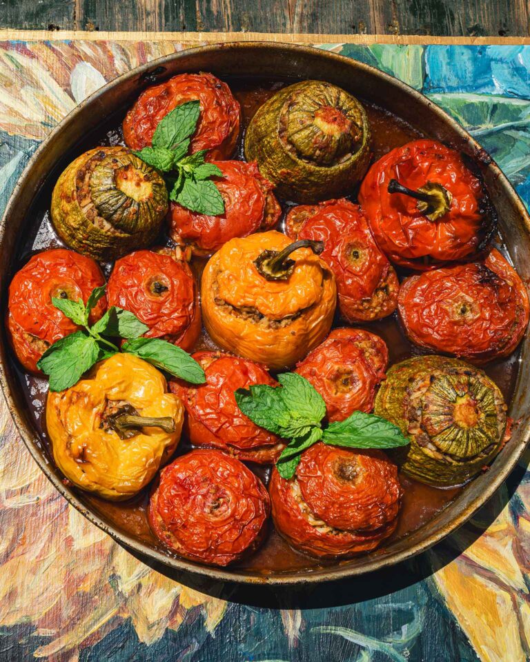 Greek Stuffed Vegetables (Gemista) with Meat