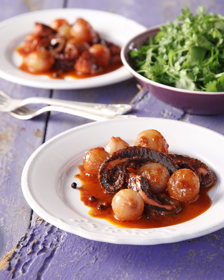 Octopus Stifado (Stew with Pearl Onions)